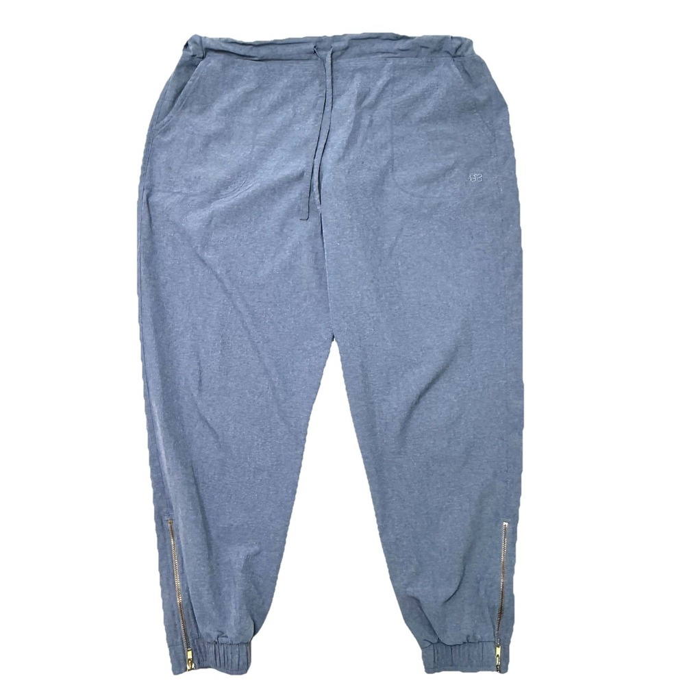 Albion Jetsetter Joggers Chambray Pants Women M Light Blue Nylon Spandex Zippers